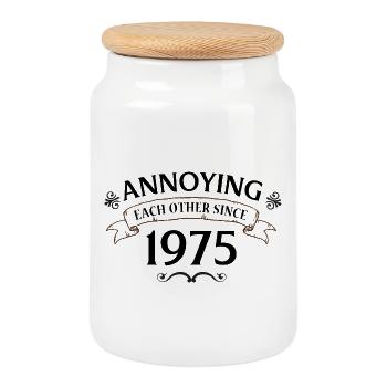 annoying each other since 1975 Funny Couple Since  - Cookie Jar with Wooden Lid - white - Front