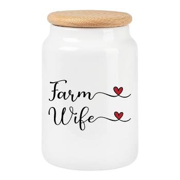 Femme de ferme - Boîte à biscuits avec couvercle en bois - blanc - Devant