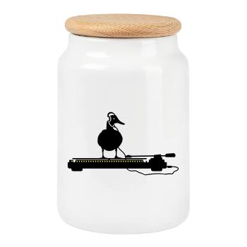 disco duck turntable - Keksdose mit Holzdeckel - Weiß - Vorne
