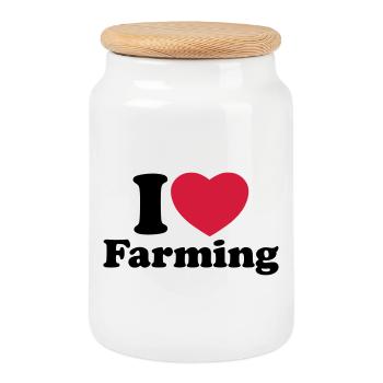 I love farming - Cookie Jar with Wooden Lid - white - Front