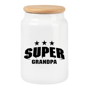 Super Grandpa - Keksdose mit Holzdeckel - Weiß - Vorne