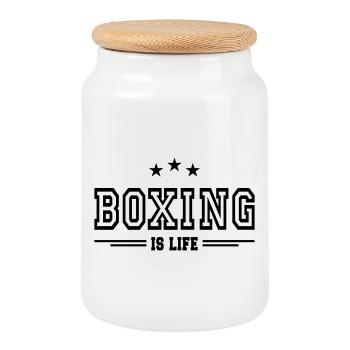 Boxing is life 2 - Cookie Jar with Wooden Lid - white - Front