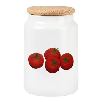 Tomaten - Keksdose mit Holzdeckel - Weiß - Vorne