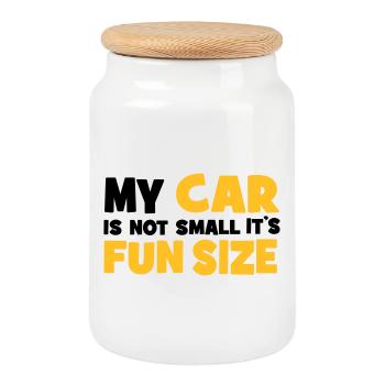 Small car - Boîte à biscuits avec couvercle en bois - blanc - Devant