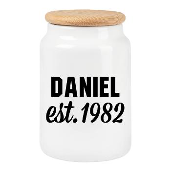 Daniel est 1982 - Keksdose mit Holzdeckel - Weiß - Vorne