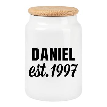 Daniel est 1997 - Keksdose mit Holzdeckel - Weiß - Vorne