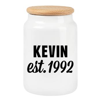 Kevin est 1992 - Keksdose mit Holzdeckel - Weiß - Vorne