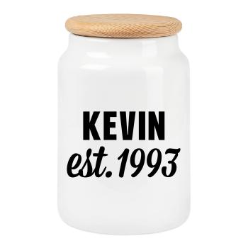 Kevin est 1993 - Keksdose mit Holzdeckel - Weiß - Vorne