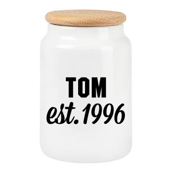 Tom est 1996 - Keksdose mit Holzdeckel - Weiß - Vorne