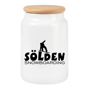 Sölden Snowboarding Snowboard Snowboarder - Keksdose mit Holzdeckel - Weiß - Vorne