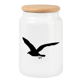 seagull - Cookie Jar with Wooden Lid - white - Front