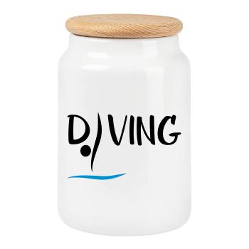 High diving - Cookie Jar with Wooden Lid - white - Front