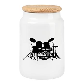 Best Band Musik Musiker Schlagzeug Spruch Geschenk - Keksdose mit Holzdeckel - Weiß - Vorne