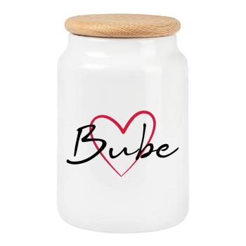 Coeur Bube Idée de cadeau - Boîte à biscuits avec couvercle en bois - blanc - Devant