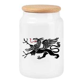 Rostocker Greif Schwarz Rostock - Cookie Jar with Wooden Lid - white - Front