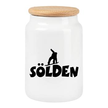 Sölden Snowboarding - Keksdose mit Holzdeckel - Weiß - Vorne