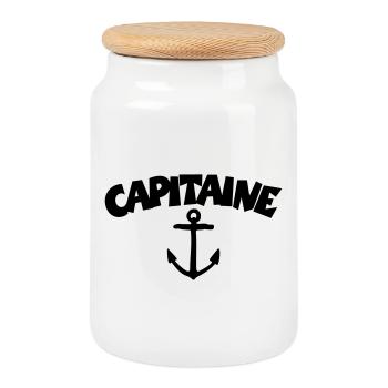 Capitaine Ancre - Boîte à biscuits avec couvercle en bois - blanc - Devant