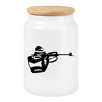 Biathlon - Cookie Jar with Wooden Lid - white - Front