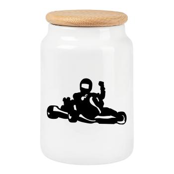 Karting - Boîte à biscuits avec couvercle en bois - blanc - Devant