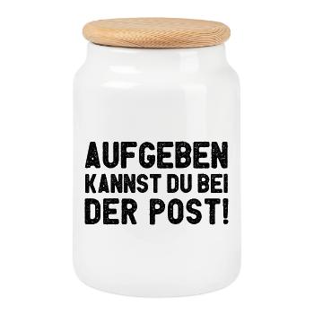 You can give up at the post office - Cookie Jar with Wooden Lid - white - Front