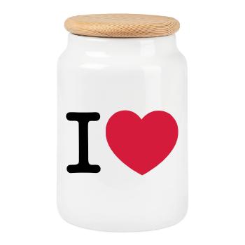 I Love... - Keksdose mit Holzdeckel - Weiß - Vorne