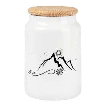 Montagne, randonnée, alpinisme - Boîte à biscuits avec couvercle en bois - blanc - Devant