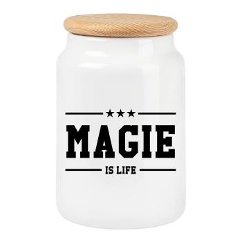 Magie is life - Boîte à biscuits avec couvercle en bois - blanc - Devant