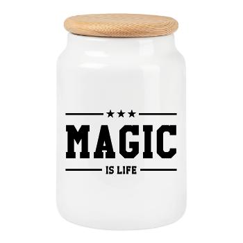 Magic is life - Keksdose mit Holzdeckel - Weiß - Vorne