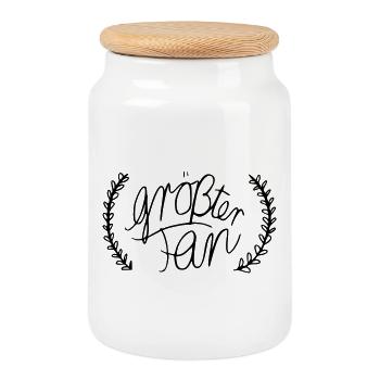 Le plus grand fan - Boîte à biscuits avec couvercle en bois - blanc - Devant