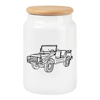 Offroad ,Geländewagen , 4x4 Fun , Munga ...(25) - Keksdose mit Holzdeckel - Weiß - Vorne