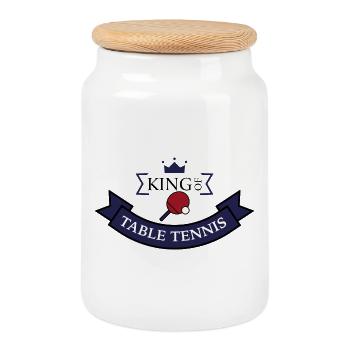 Funny gift for table tennis players - Cookie Jar with Wooden Lid - white - Front