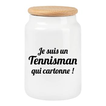 Tennis - Sport - Ball - Player - Game - Sportsman - Cookie Jar with Wooden Lid - white - Front