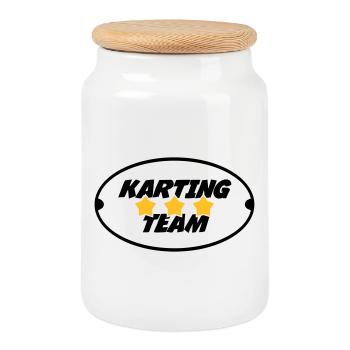 Karting / Kart / Go-Kart / Sport / Driver - Cookie Jar with Wooden Lid - white - Front