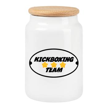 Kickboxen / Kickboxing / Kickboxer / Kick Boxing - Keksdose mit Holzdeckel - Weiß - Vorne