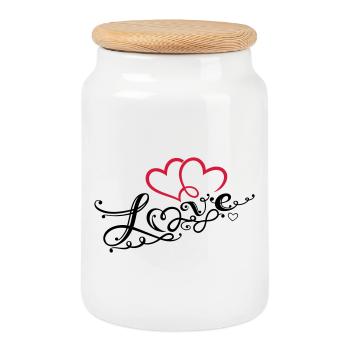 Coeurs avec la boucle de l'infini - Boîte à biscuits avec couvercle en bois - blanc - Devant