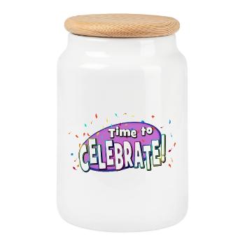 Festive Confetti Explosion - Cookie Jar with Wooden Lid - white - Front