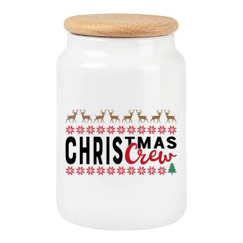 Noël - Boîte à biscuits avec couvercle en bois - blanc - Devant