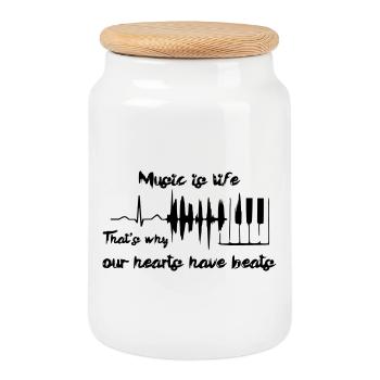Musik ist Leben, Klavier, Pianist, Keyboard # - Keksdose mit Holzdeckel - Weiß - Vorne