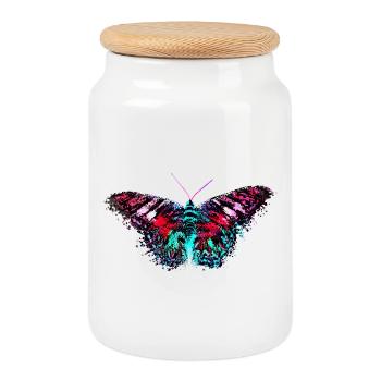 Colorful Butterfly I Love Butterflies I Love - Cookie Jar with Wooden Lid - white - Front