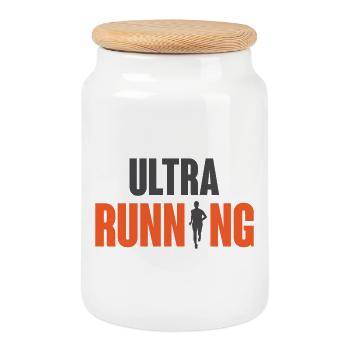 Ultra Running - Cookie Jar with Wooden Lid - white - Front
