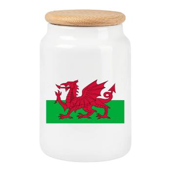 Autocollant drapeau du Pays de Galles Aufkleber Wales autocollant - Boîte à biscuits avec couvercle en bois - blanc - Devant
