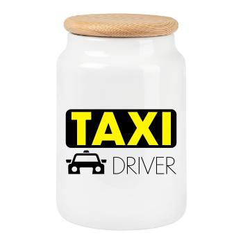 Taxi Fahrer - Keksdose mit Holzdeckel - Weiß - Vorne