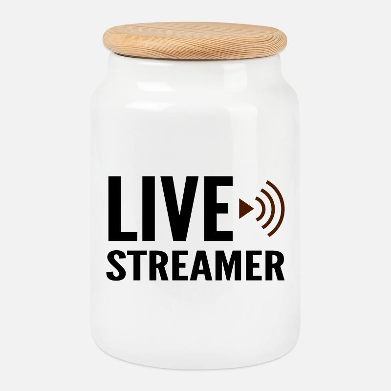 Streamer Live-Streamer - Keksdose mit Holzdeckel - Weiß