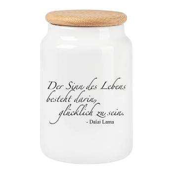 Dalai Lama - Keksdose mit Holzdeckel - Weiß - Vorne