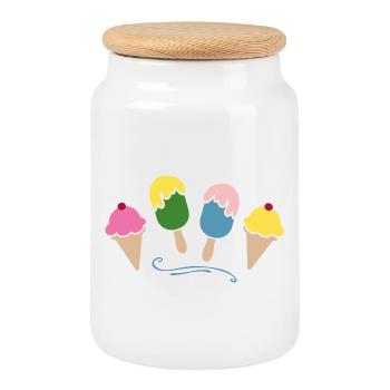 Eis - Cookie Jar with Wooden Lid - white - Front