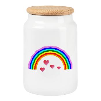 rainbow heart rainbow heart - Cookie Jar with Wooden Lid - white - Front