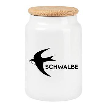 Schwalbe - Keksdose mit Holzdeckel - Weiß - Vorne