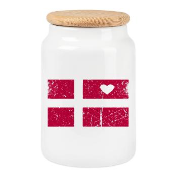 Danemark drapeau design T-shirt - Boîte à biscuits avec couvercle en bois - blanc - Devant