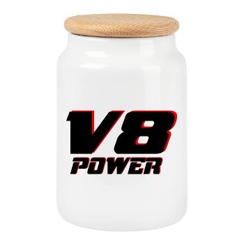 V8 - Boîte à biscuits avec couvercle en bois - blanc - Devant