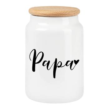Idée cadeau Papa Heart - Boîte à biscuits avec couvercle en bois - blanc - Devant